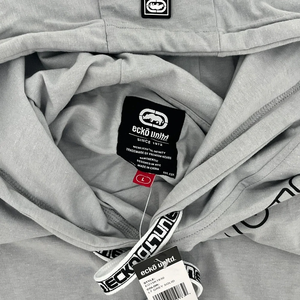 Ecko Unltd Mens Large Pullover Hoodie Gray Short Sleeve Kangaroo Pocket NWT - Picture 2 of 14